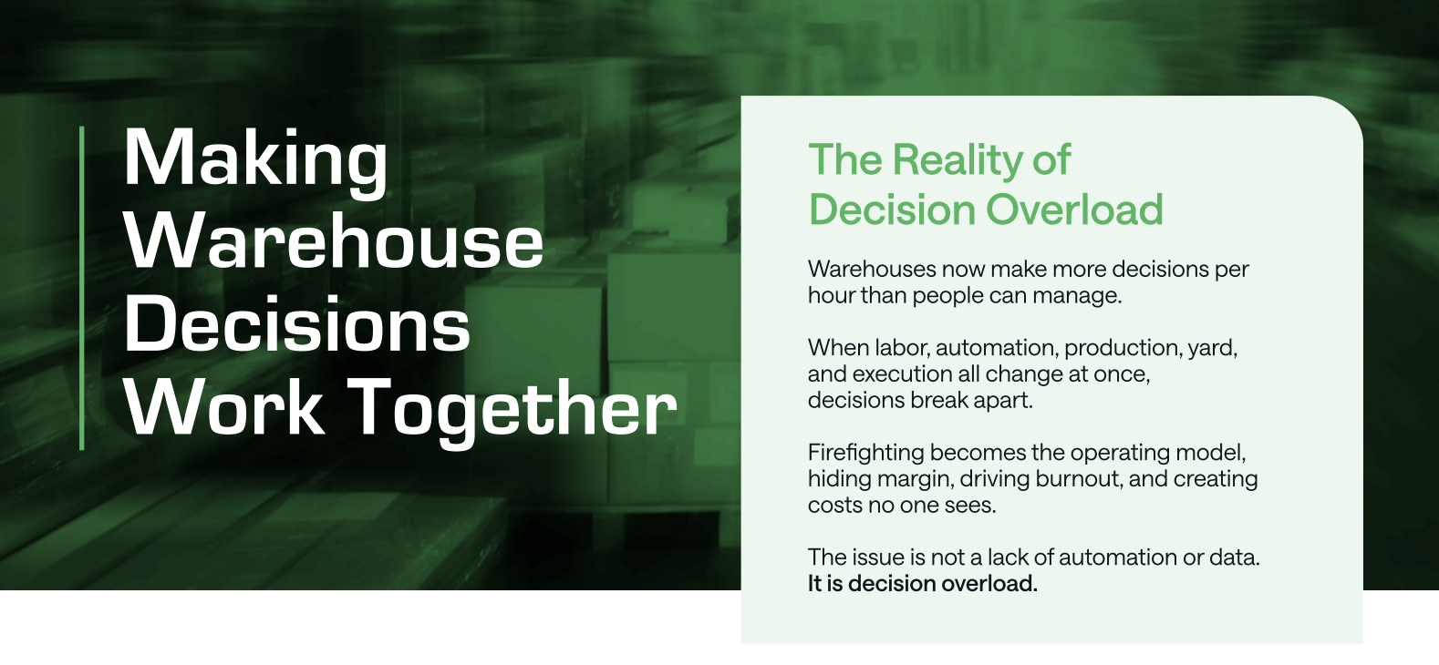 Making Warehouse Decisions Work Together